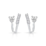 Load image into Gallery viewer, Silver Split Heart CZ Huggies