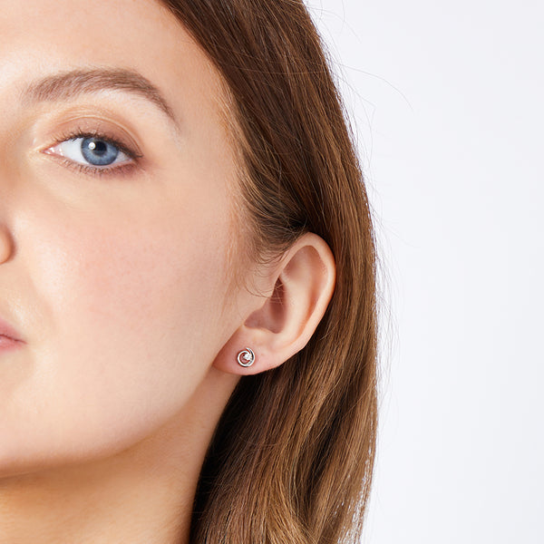 Sterling Silver Cubic Zirconia Small Twirl Stud Earrings -JOOLS by Jenny Brown