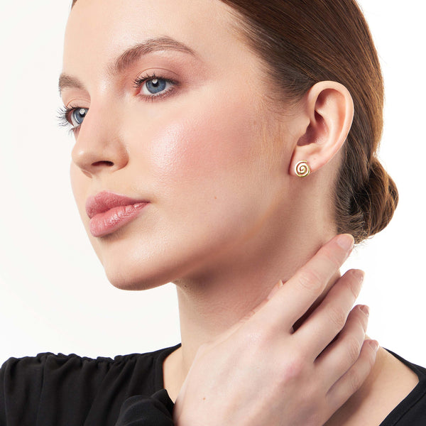 Yellow Gold Twirl Stud Earrings - JOOLS By Jenny Brown