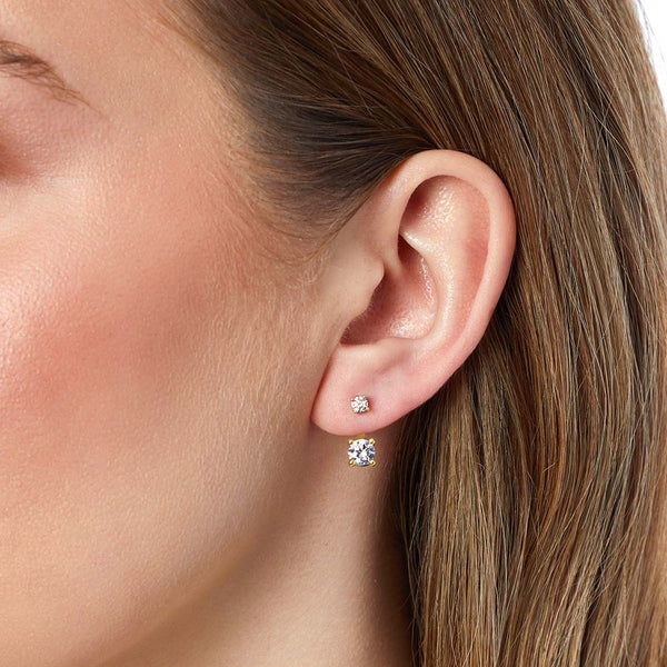 Gold Vermeil Solitaire Jacket Earrings