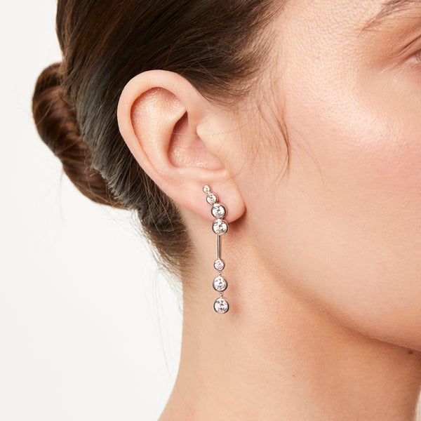 Sterling Silver 7 Stone Graduated Bubble Earrings