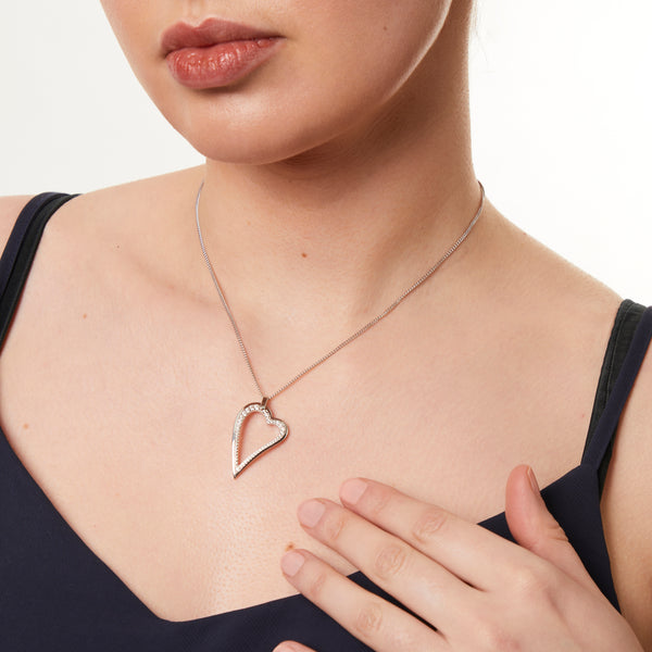 Sterling Silver Small Dali Heart Cubic Zirconia Pendant-JOOLS by Jenny Brown