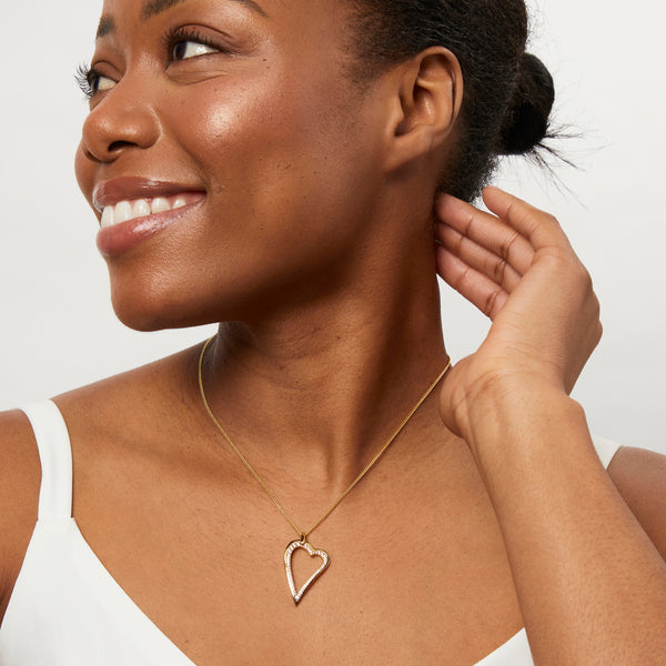 Yellow Gold Small Dali Heart Cubic Zirconia Pendant-JOOLS by Jenny Brown