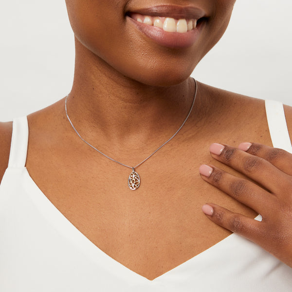 Sterling Silver And Yellow Gold Oval Pendant Filled With Flowers-JOOLS by Jenny Brown
