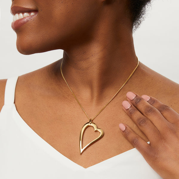 Yellow Gold Large Dali Plain Heart Pendant-JOOLS by Jenny Brown