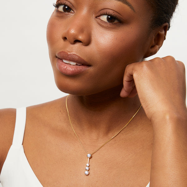 Yellow Gold Four Stone Drop Bubble Pendant