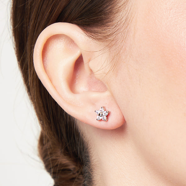 Sterling Silver Simple Flower Shaped Stud Earrings -JOOLS by Jenny Brown