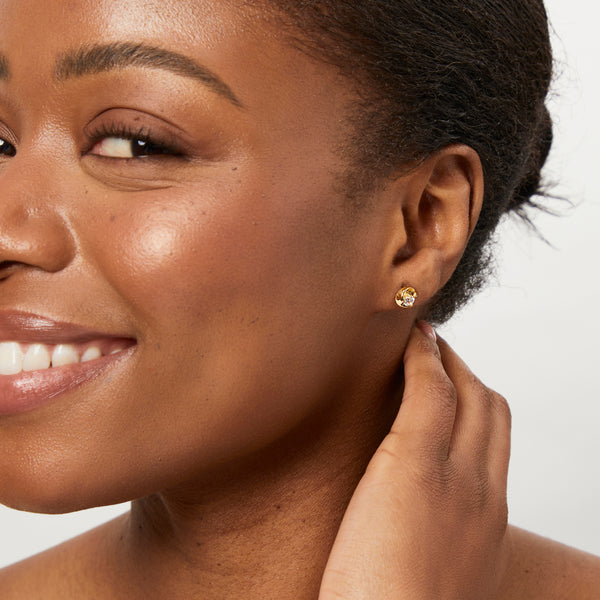 Yellow Gold Swirl Stud Earrings-JOOLS by Jenny Brown