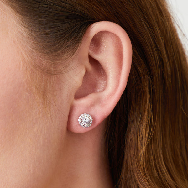 Sterling Silver Small Halo Stud Earrings - JOOLS By Jenny Brown