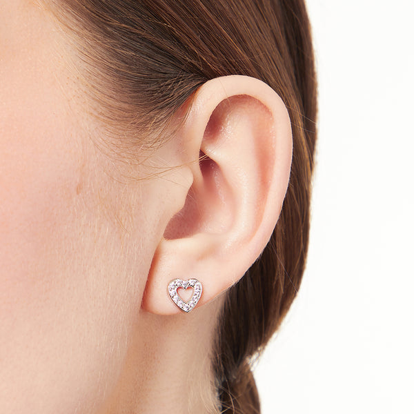 Sterling Silver Open Heart Cubic Zirconia Earrings - JOOLS By Jenny Brown