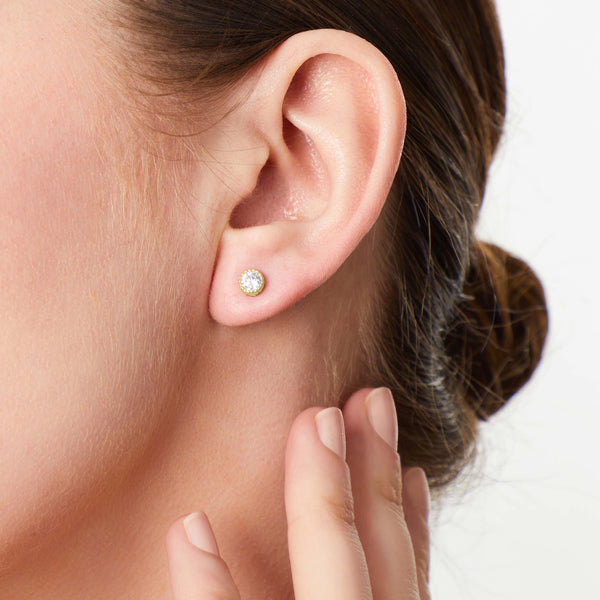 Yellow Gold Milgrain Stud Earrings- JOOLS By Jenny Brown