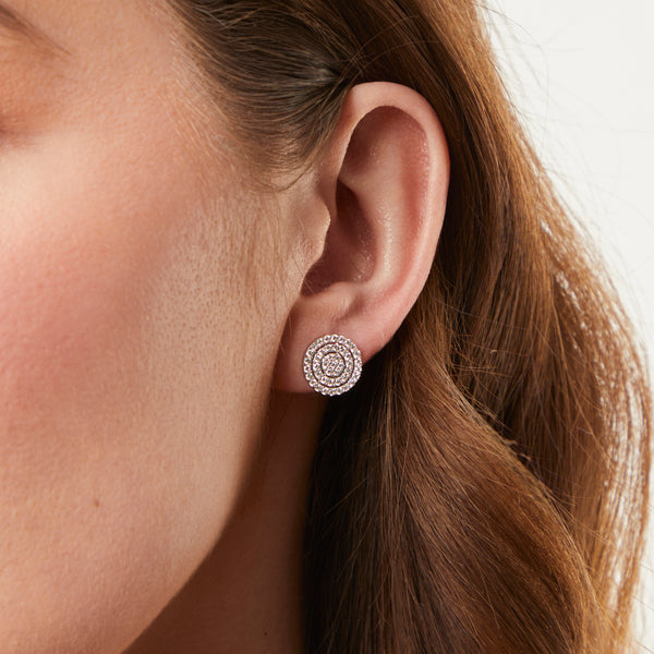 Sterling Silver Pave Concentric Circle Stud Earrings JOOLS by