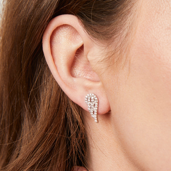 Sterling Silver Angel Wing Stud Earrings
