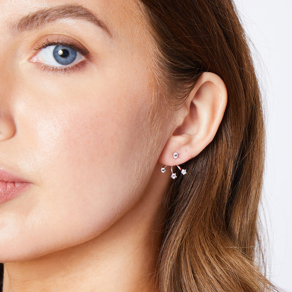 Sterling Silver Jacket Earrings With Cubic Zirconia-JOOLS by Jenny Brown