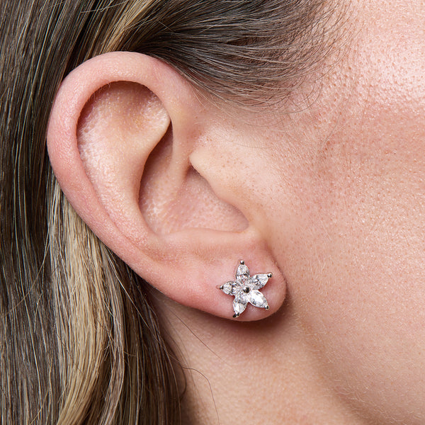 Sterling Silver Small Stud Multi Heart Flower Earring-JOOLS by Jenny Brown