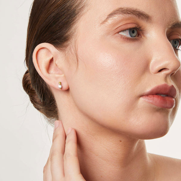 Gold Vermeil 2 Claw Stud Earrings