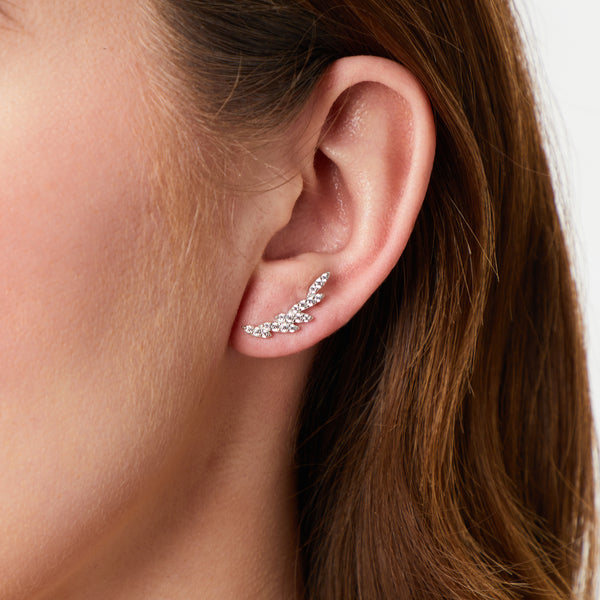 Sterling Silver Art Deco Inspired Linked Oval Pave Set Earrings With Cubic Zirconia Stones- JOOLS By Jenny Brown