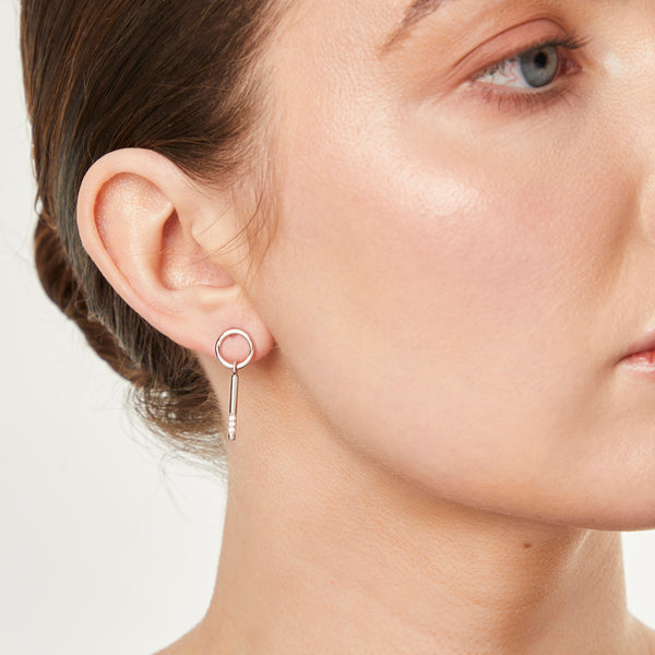 Sterling Silver Circle Bar Drop Earrings-JOOLS by Jenny Brown