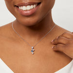 Load image into Gallery viewer, Sterling Silver Bubble Pendant Set With Five Clear & Sapphire Cubic Zirconia Stones - JOOLS By Jenny Brown