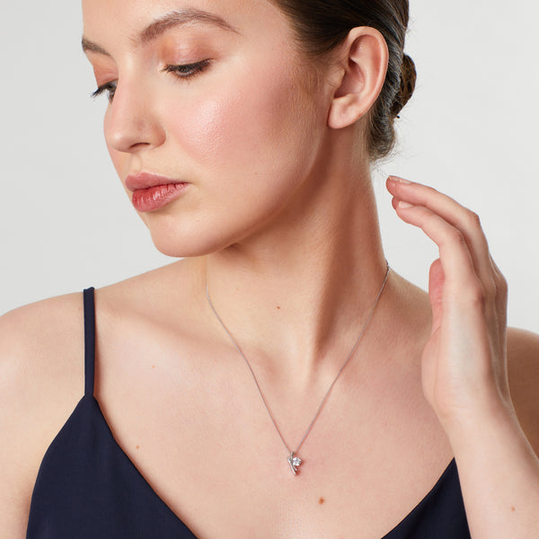 Sterling Silver Cubic Zirconia Kiss Pendant-JOOLS by Jenny Brown