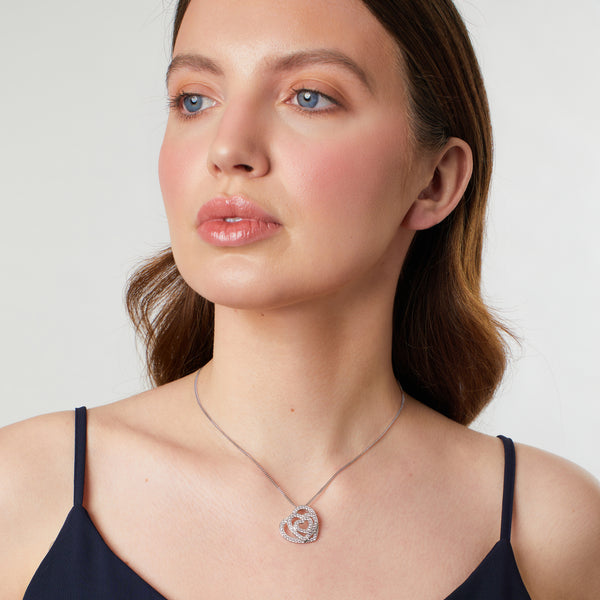 Sterling Silver pendant with three interlocking hearts, each studded with cubic zirconia stone-JOOLS by Jenny Brown
