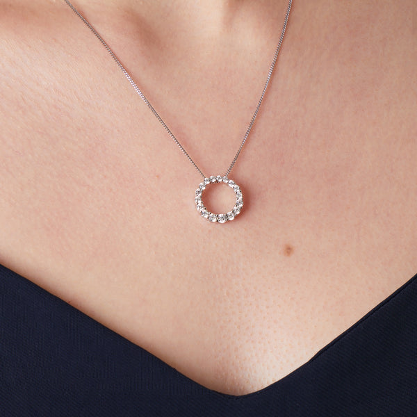 Sterling Silver Encrusted Circle With Cubic Zirconia-JOOLS by Jenny Brown
