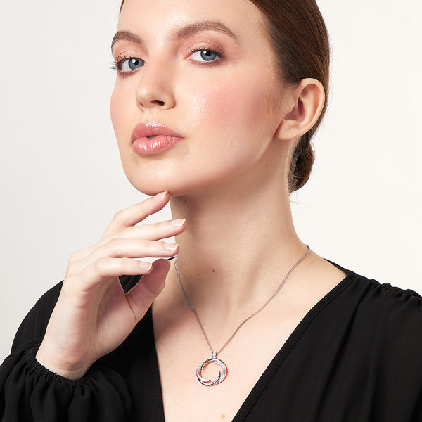 Sterling Silver Cubic Zirconia Overlapping Curl Pendant