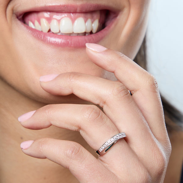 Sterling Silver Twisted Band Ring Set With Cubic Zirconia - JOOLS By Jenny Brown