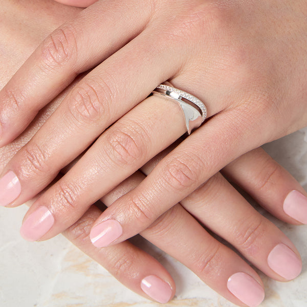 Sterling Silver Twisted Band Ring Set With Cubic Zirconia Stones - JOOLS By Jenny Brown