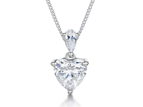 Sterling Silver 1.3 Carat White Zirconia Heart Pendant - JOOLS By Jenny Brown