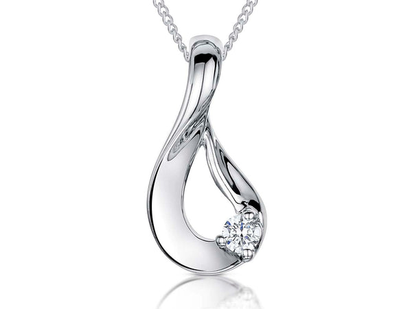 Sterling Silver Twisted Teardrop Pendant Set With Single Cubic Zirconia - JOOLS By Jenny Brown