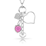 Load image into Gallery viewer, Charm Pendant with Pave Set Heart & Pink Heart