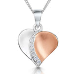 Load image into Gallery viewer, Half Silver Half Rose Gold Satin Finished Heart Pendant - JOOLS By Jenny Brown
