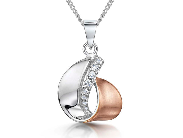 Sterling Silver Rose Gold Swirl Pendant - JOOLS By Jenny Brown