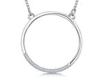 Load image into Gallery viewer, Sterling silver necklace with a cubic zirconia set open circle pendant.