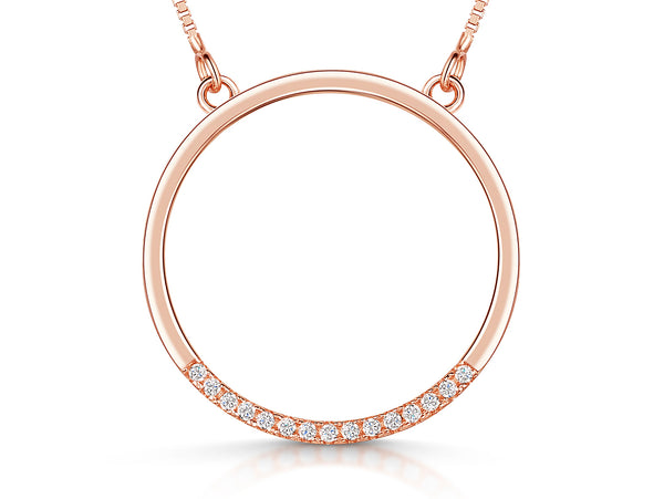 Rose Gold Open Circle Pendant With Cubic Zirconia - JOOLS By Jenny Brown