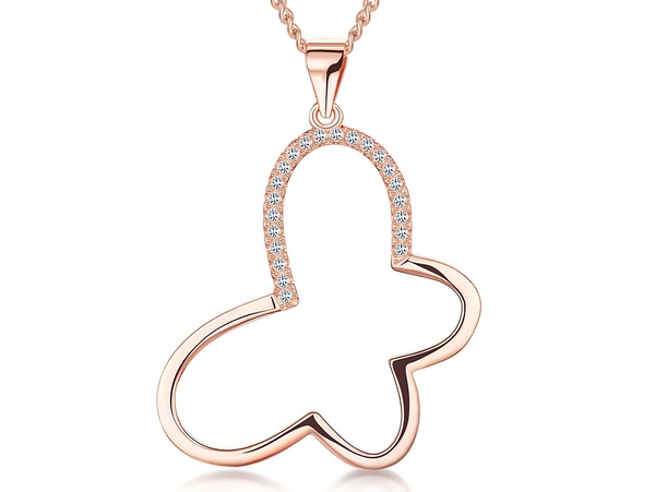 Sterling Silver Rose Gold Open Butterfly Necklace - JOOLS By Jenny Brown