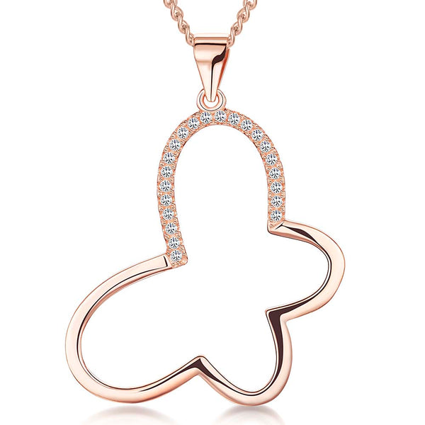 Sterling Silver Rose Gold Open Butterfly Necklace - JOOLS By Jenny Brown