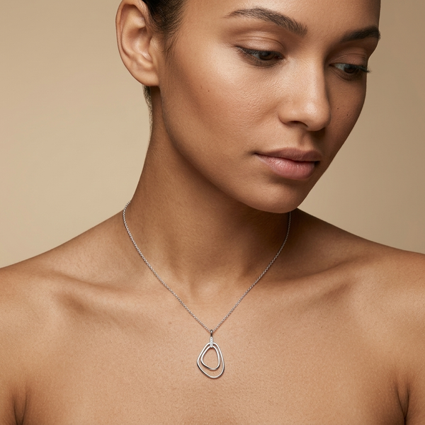 Sterling Silver Double Geometric Pendant