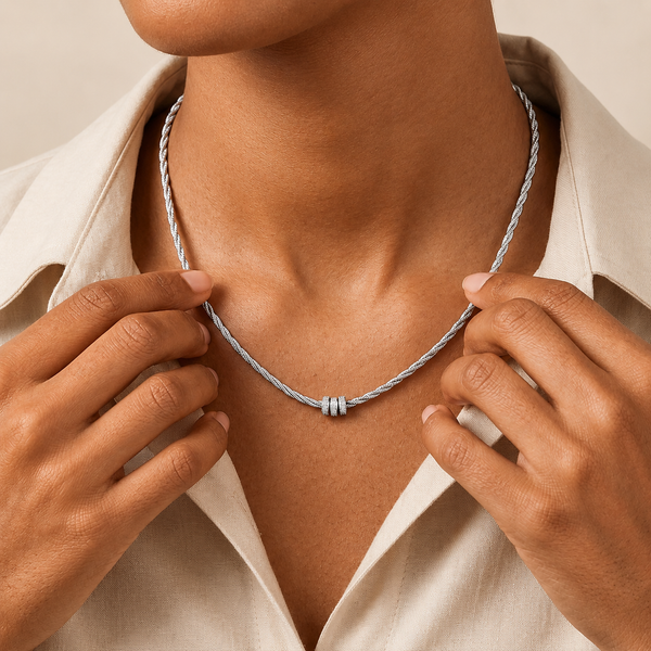 Sterling Silver Diamond Cut Twist Full Necklace