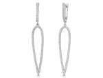 Load image into Gallery viewer, A pair of sterling silver long open pear shape drop earrings with cubic zirconia stones
