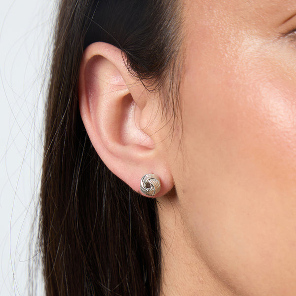 Sterling Silver Open Woven Stud Earrings-JOOLS by Jenny Brown