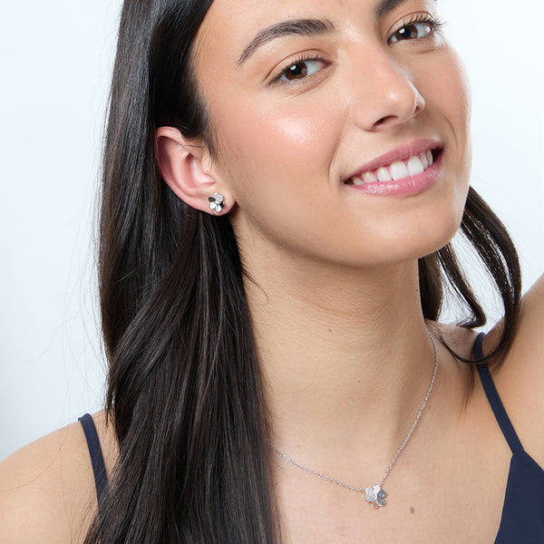 Sterling Silver Flower EarringsQuarter Set With Cubic Zirconia -JOOLS By Jenny Brown