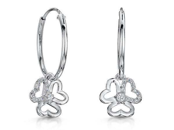 Sterling Silver Clover Hoop Earrings - JOOLS By Jenny Brown