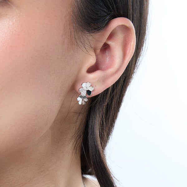 Sterling Silver Double Flower Drop Earrings - JOOLS By Jenny Brown