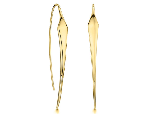 A pair of yellow gold threader earrings with diamond tip style-JOOLS by Jenny Brown