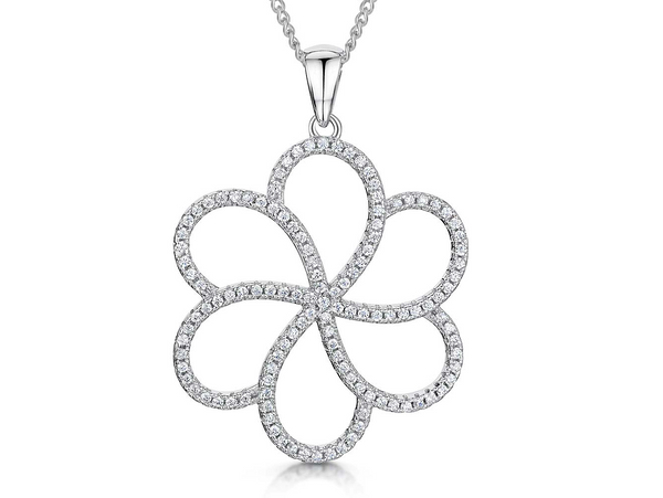 Sterling Silver Multi Petal Flower Pendant - JOOLS By Jenny Brown
