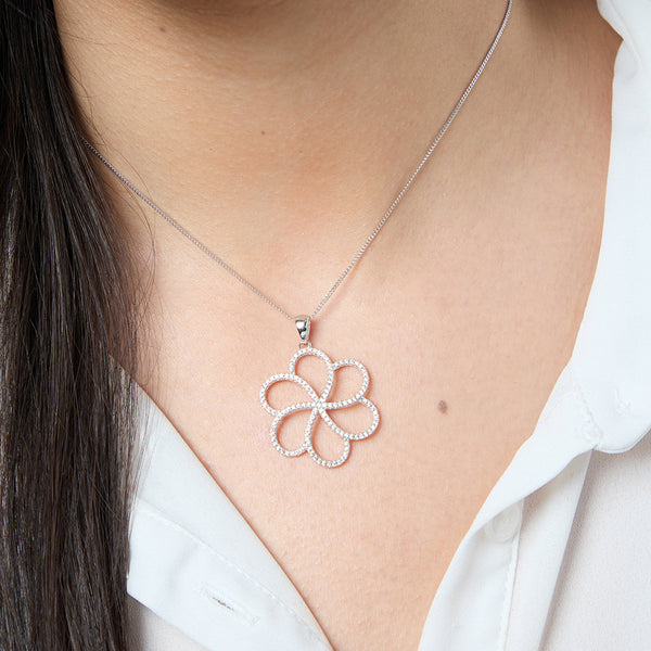 Sterling Silver Multi Petal Flower Pendant - JOOLS By Jenny Brown