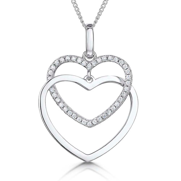 Sterling Silver Double Heart Pendant - JOOLS By Jenny Brown