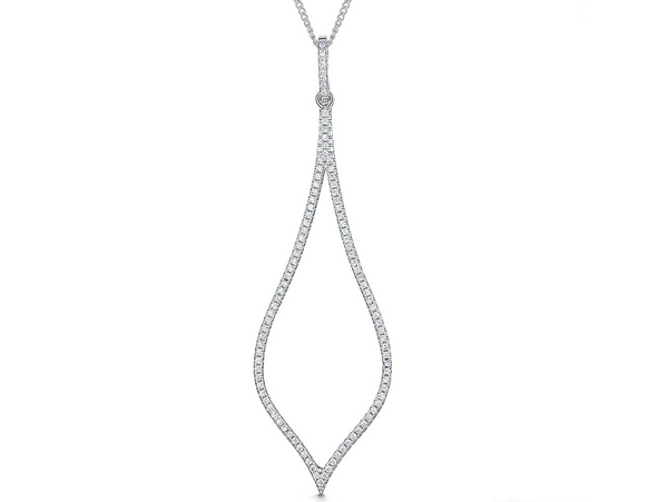 Sterling Silver Long Teardrop Art Deco Pendant-JOOLS by Jenny Brown